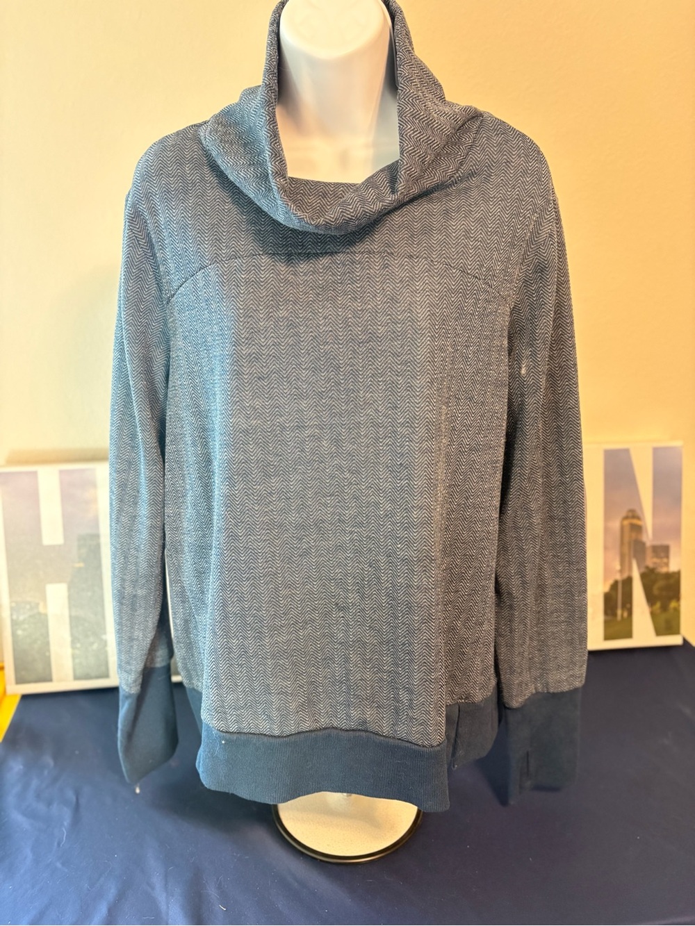 Avia Blue Funnel Cowl Neck Sweater